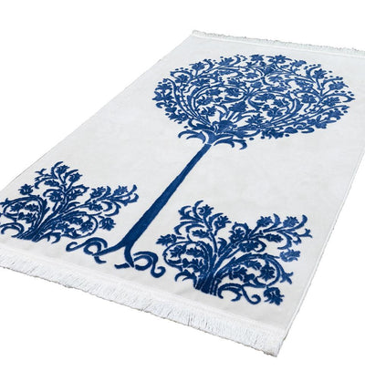 Modefa Prayer Rug Blue Luxury Velvet Islamic Prayer Rug | Tree of Jannah - Blue