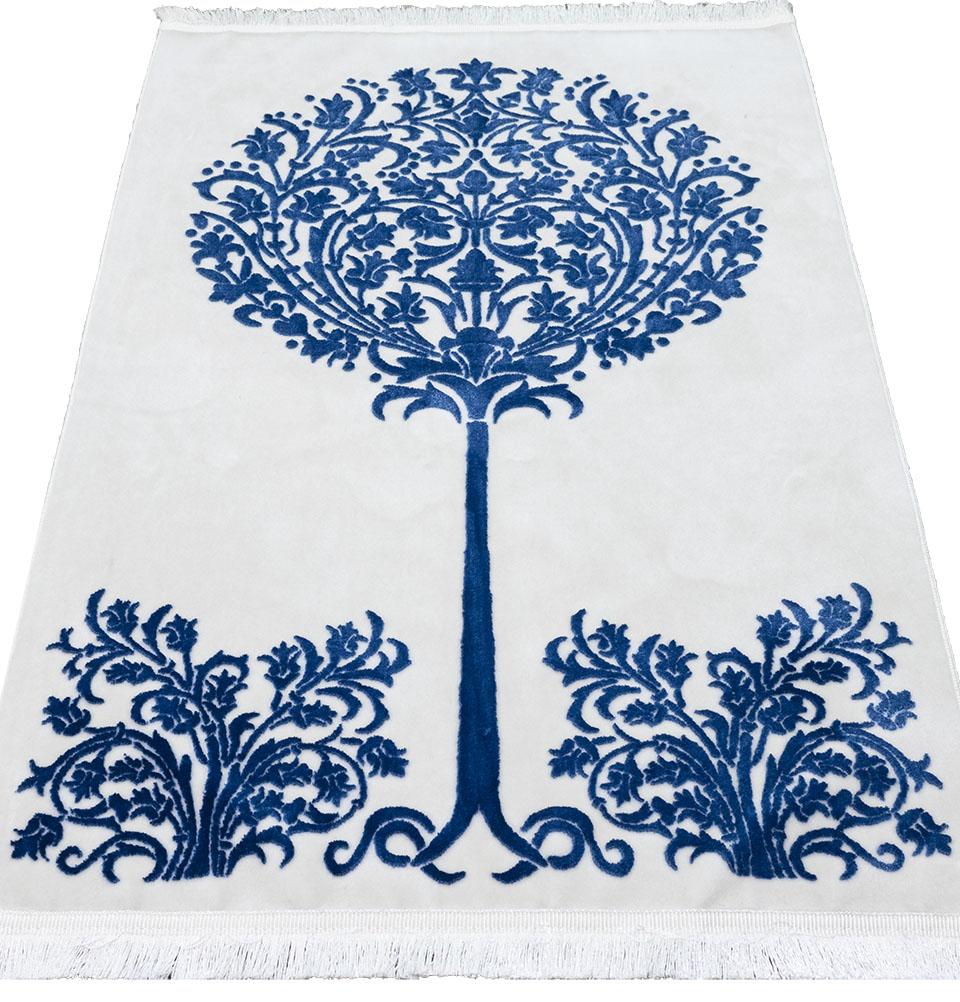 Modefa Prayer Rug Blue Luxury Velvet Islamic Prayer Rug | Tree of Jannah - Blue