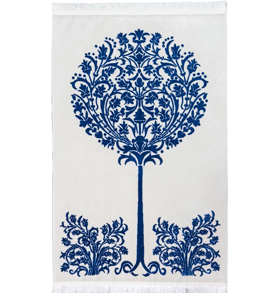 Modefa Prayer Rug Blue Luxury Velvet Islamic Prayer Rug | Tree of Jannah - Blue