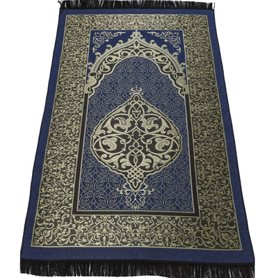 Modefa Prayer Rug Blue + Purple Chenille Ottoman Islamic Prayer Mat COMBO Set of 2 (Blue + Purple)