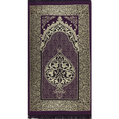 Modefa Prayer Rug Blue + Purple Chenille Ottoman Islamic Prayer Mat COMBO Set of 2 (Blue + Purple)