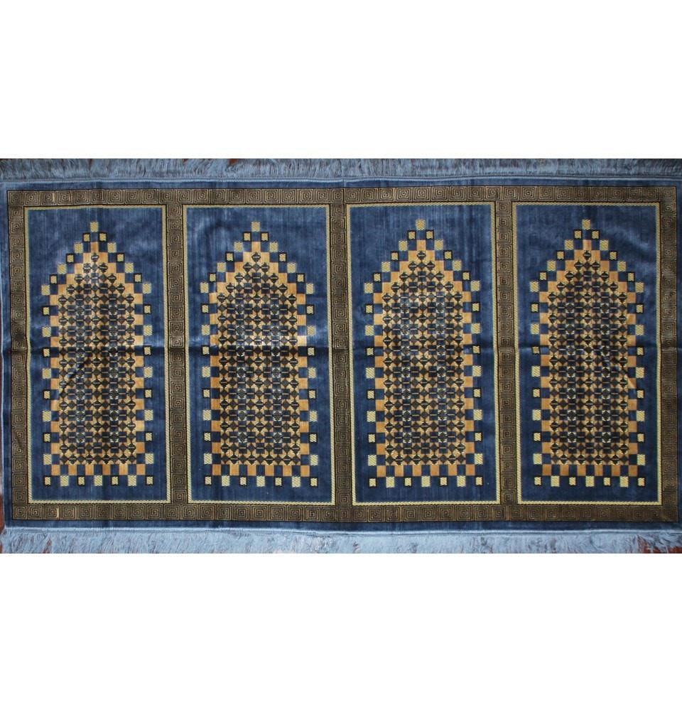 Modefa Prayer Rug Wide 5 Person Masjid Prayer Rug Checkered Blue - Modefa 