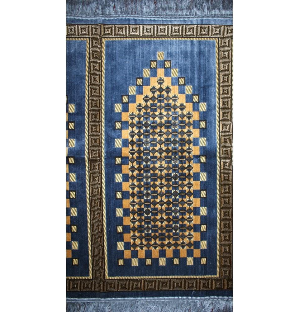Modefa Prayer Rug Wide 5 Person Masjid Prayer Rug Checkered Blue - Modefa 