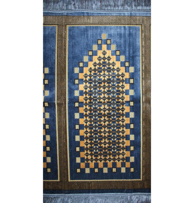 Modefa Prayer Rug Wide 5 Person Masjid Prayer Rug Checkered Blue - Modefa 