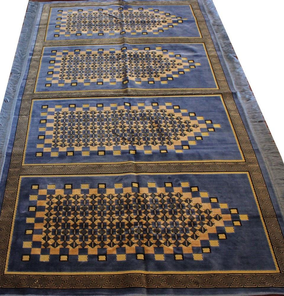 Modefa Prayer Rug Wide 5 Person Masjid Prayer Rug Checkered Blue - Modefa 