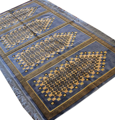 Modefa Prayer Rug Wide 5 Person Masjid Prayer Rug Checkered Blue - Modefa 