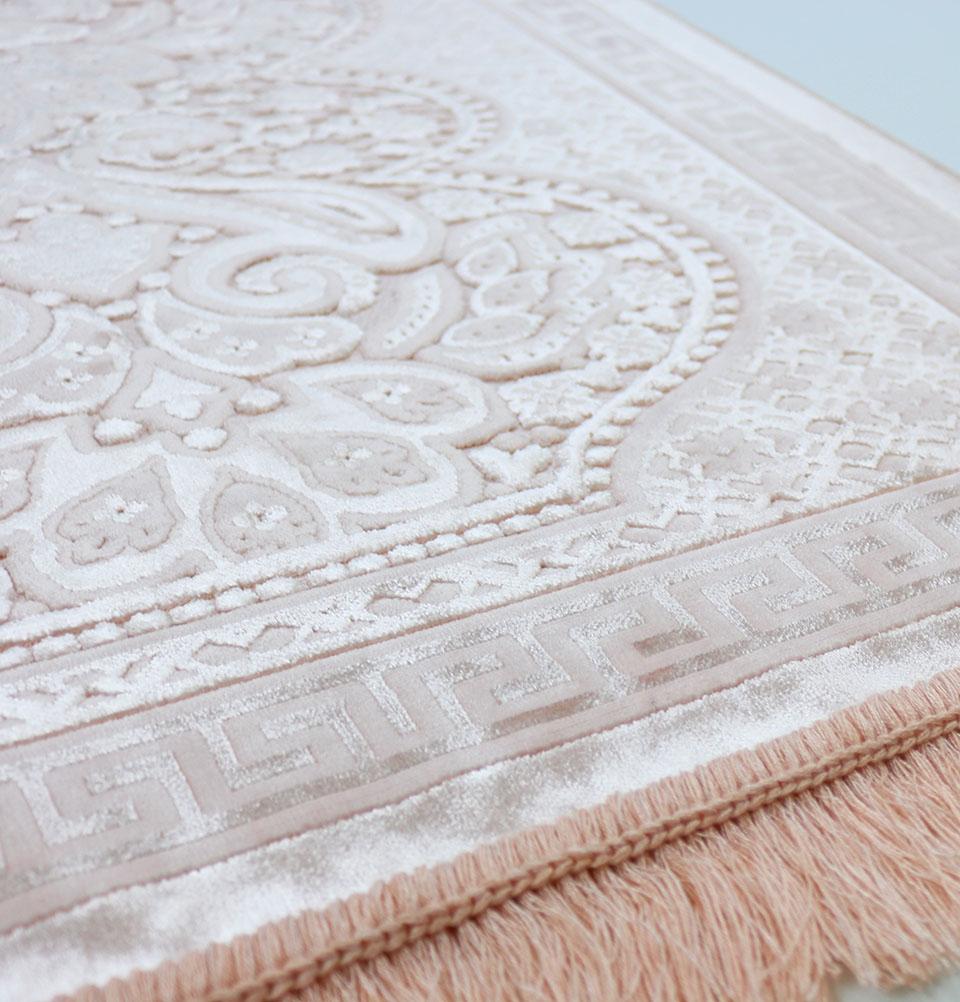 Modefa Prayer Rug Blush Pink Luxury Velvet Islamic Prayer Rug Paisley - Blush Pink