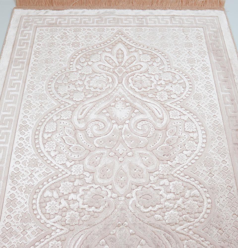 Modefa Prayer Rug Blush Pink Luxury Velvet Islamic Prayer Rug Paisley - Blush Pink