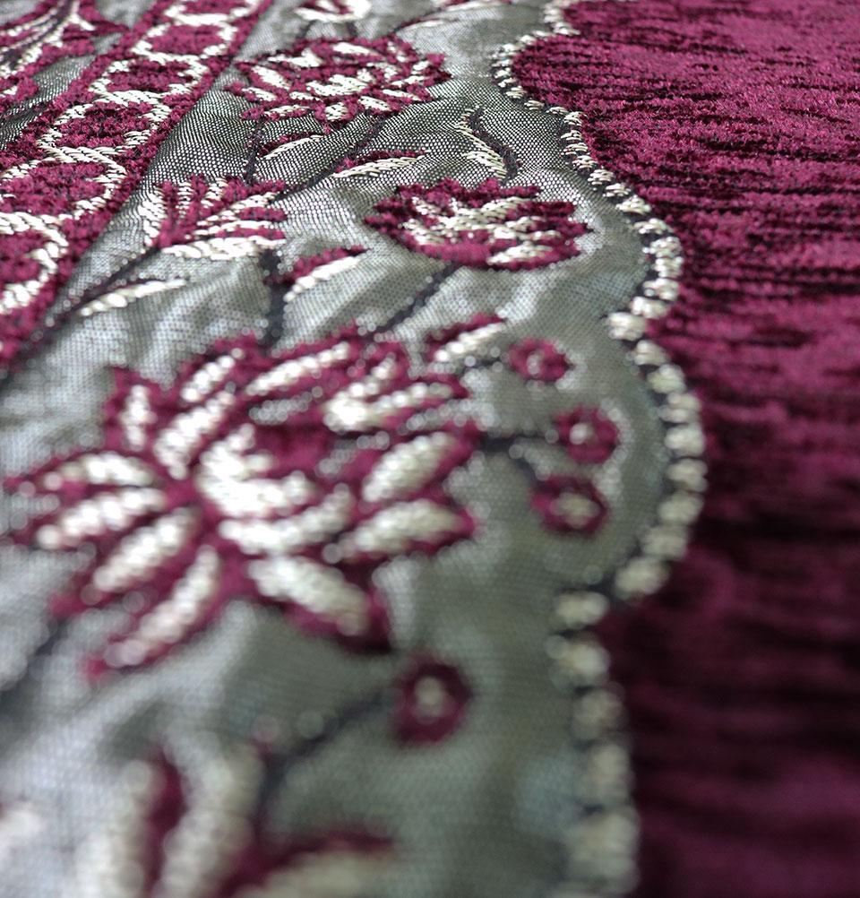 Embroidered Islamic Prayer Mat - Burgundy
