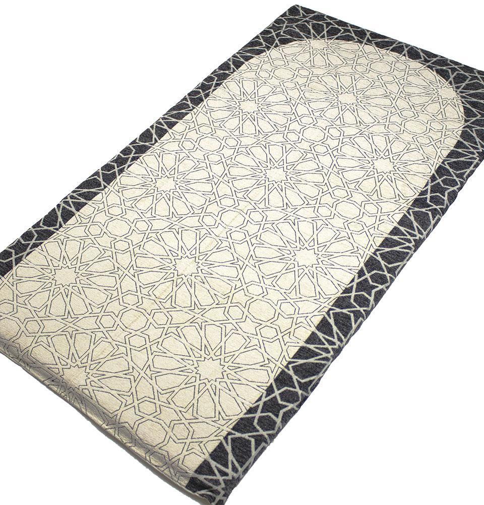 Foldable Orthopedic Foam Islamic Prayer Rug with Carry Case Selcuk Star - Charcoal/Ivory