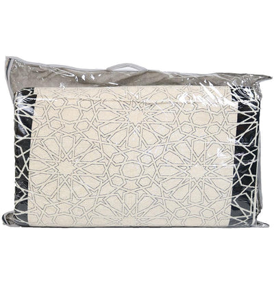 Foldable Orthopedic Foam Islamic Prayer Rug with Carry Case Selcuk Star - Charcoal/Ivory