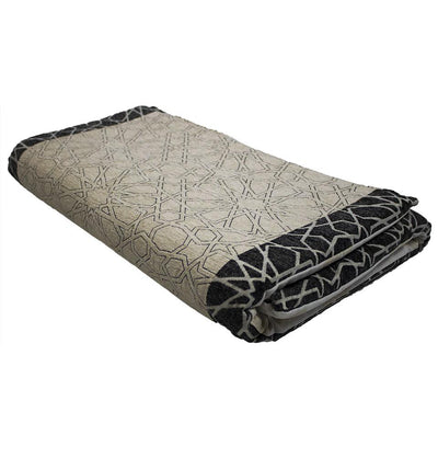 Foldable Orthopedic Foam Islamic Prayer Rug with Carry Case Selcuk Star - Charcoal/Ivory