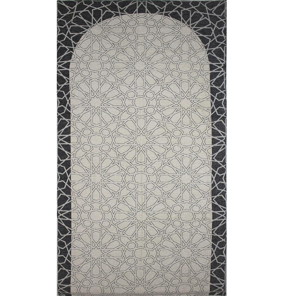 Foldable Orthopedic Foam Islamic Prayer Rug with Carry Case Selcuk Star - Charcoal/Ivory
