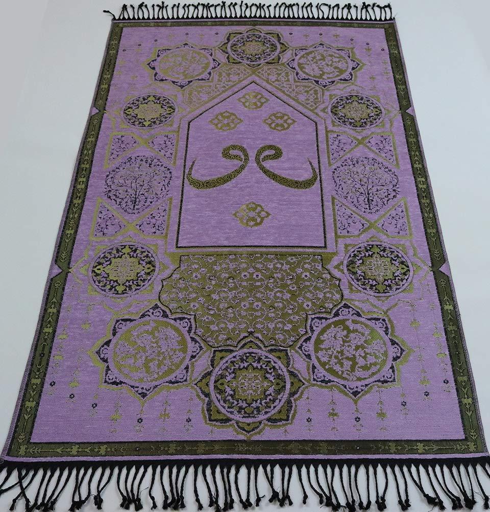 Modefa Prayer Rug Chenille Arabesque Waw Islamic Prayer Mat - Lilac