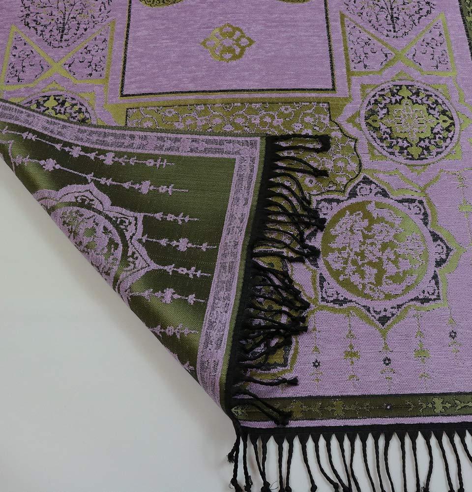 Modefa Prayer Rug Chenille Arabesque Waw Islamic Prayer Mat - Lilac