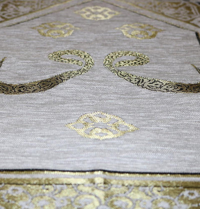 Modefa Prayer Rug Chenille Arabesque Waw Islamic Prayer Mat - White