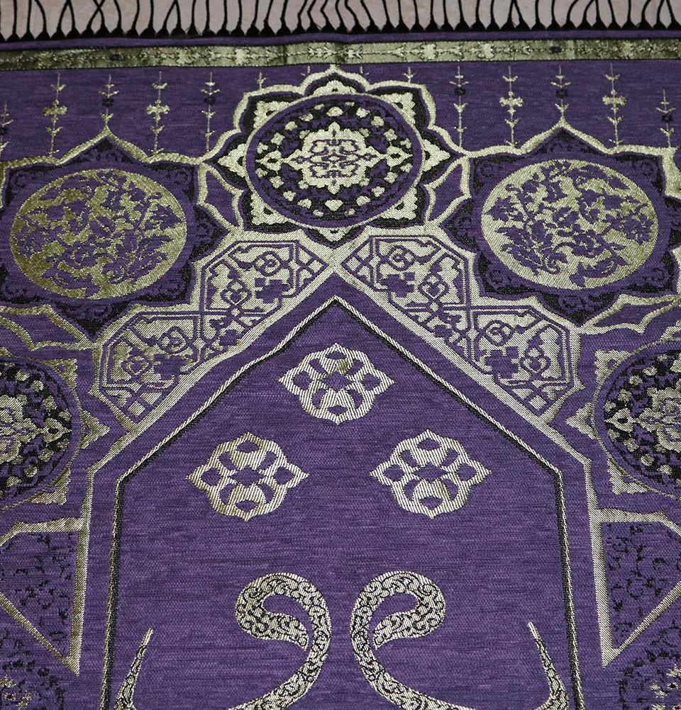 Modefa Prayer Rug Chenille Arabesque Waw Prayer Mat - Purple