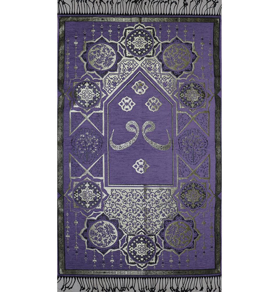 Modefa Prayer Rug Chenille Arabesque Waw Prayer Mat - Purple