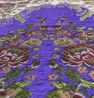 Modefa Prayer Rug Chenille Embroidered Floral Rose Islamic Prayer Mat - Purple