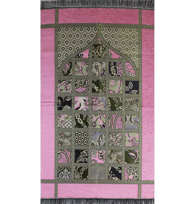 Chenille Islamic Prayer Mat Quilt Pattern Pink