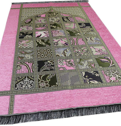 Chenille Islamic Prayer Mat Quilt Pattern Pink