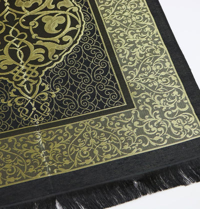 Modefa Prayer Rug Chenille Ottoman Islamic Prayer Mat - Black