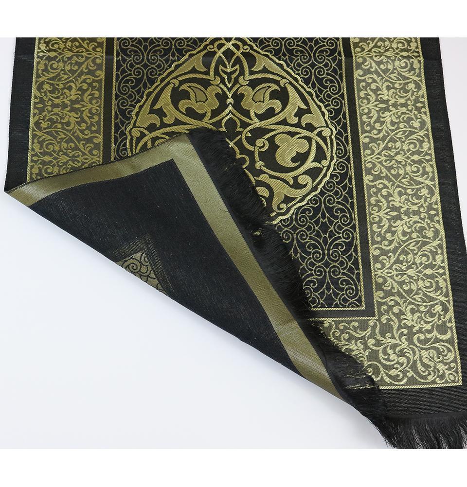 Modefa Prayer Rug Chenille Ottoman Islamic Prayer Mat - Black