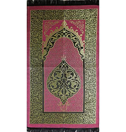 Chenille Ottoman Islamic Prayer Mat - Pink
