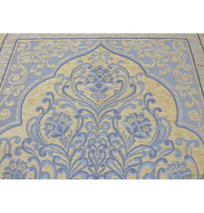 Chenille Simple Vine Swirl Islamic Prayer Mat - Beige/Blue