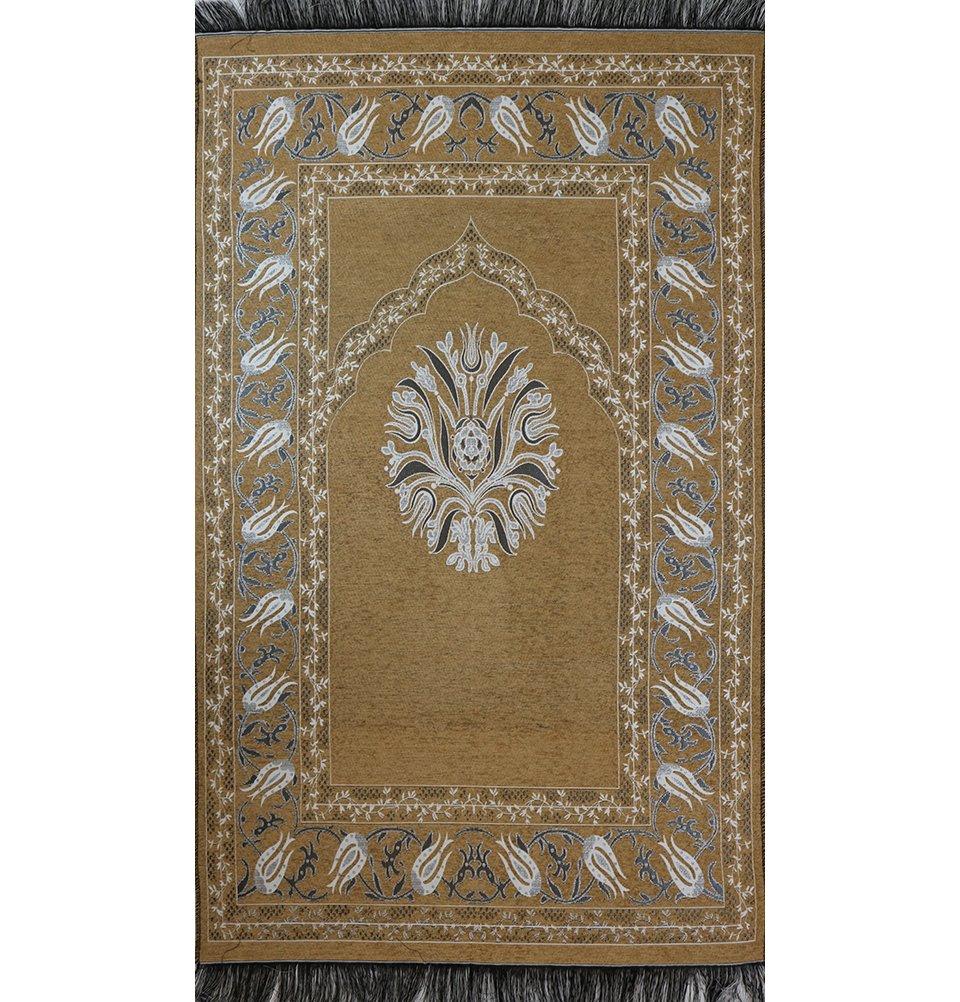 Modefa Prayer Rug Chenille Tulip Islamic Prayer Mat Beige