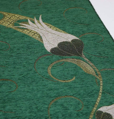 Chenille Woven Islamic Prayer Mat - Turkish Tulip Green