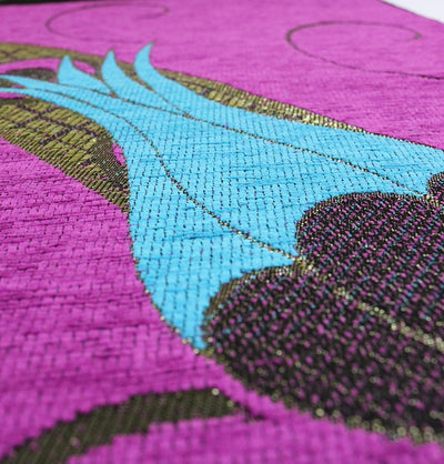 Chenille Woven Islamic Prayer Mat - Turkish Tulip Pink/Blue