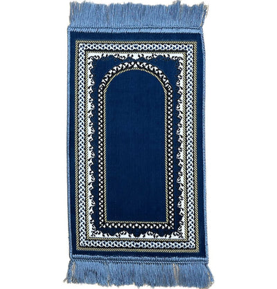 Modefa Prayer Rug Child Velvet Prayer Rug - Blue with Vine Border