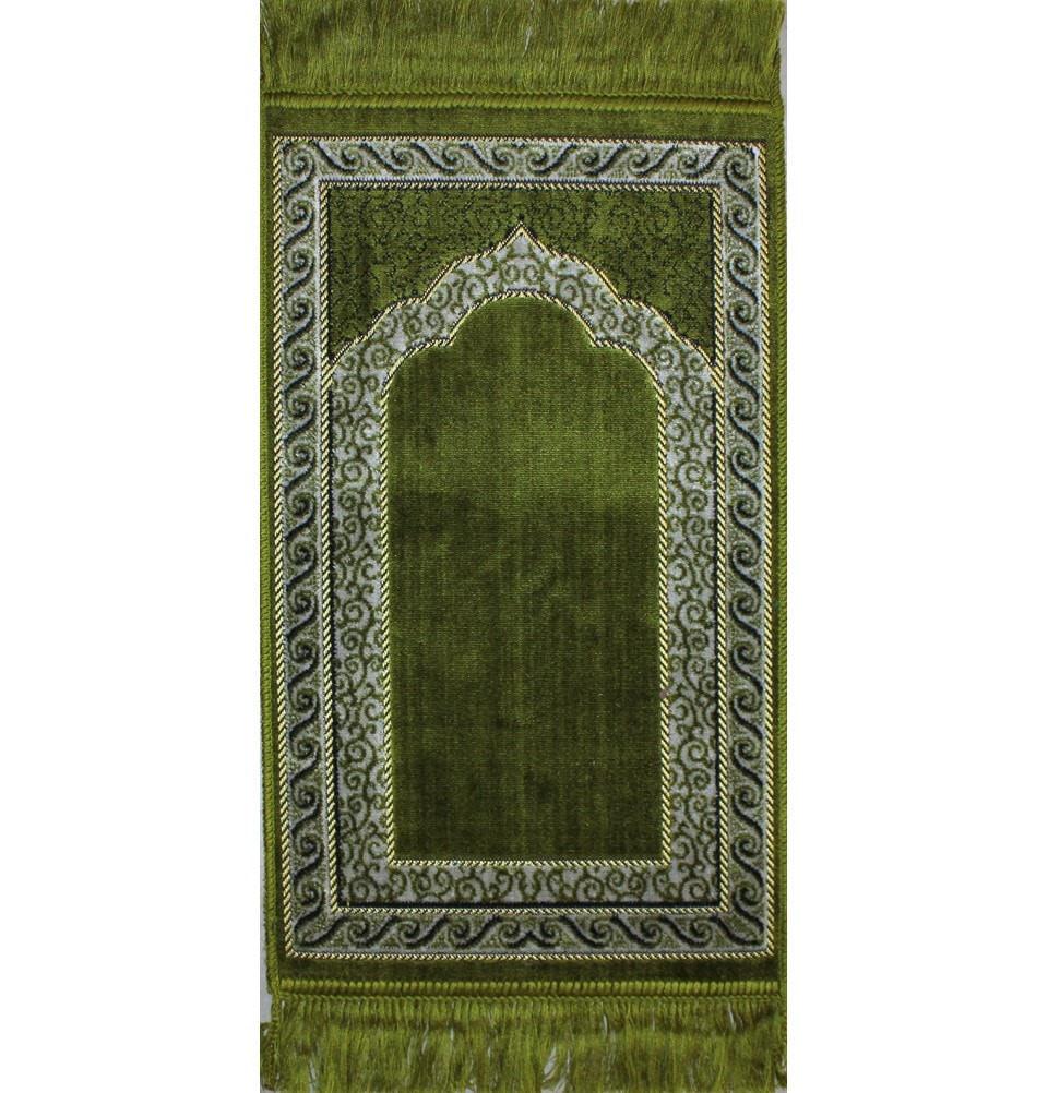 Child Velvet Prayer Rug - Swirly Green