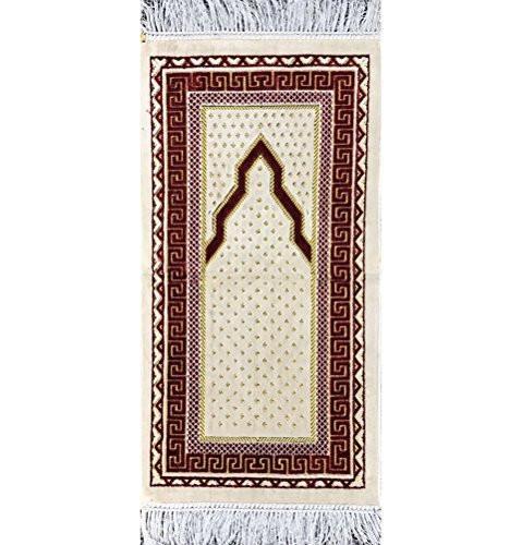Child Velvet Simple Rug Ivory / Red