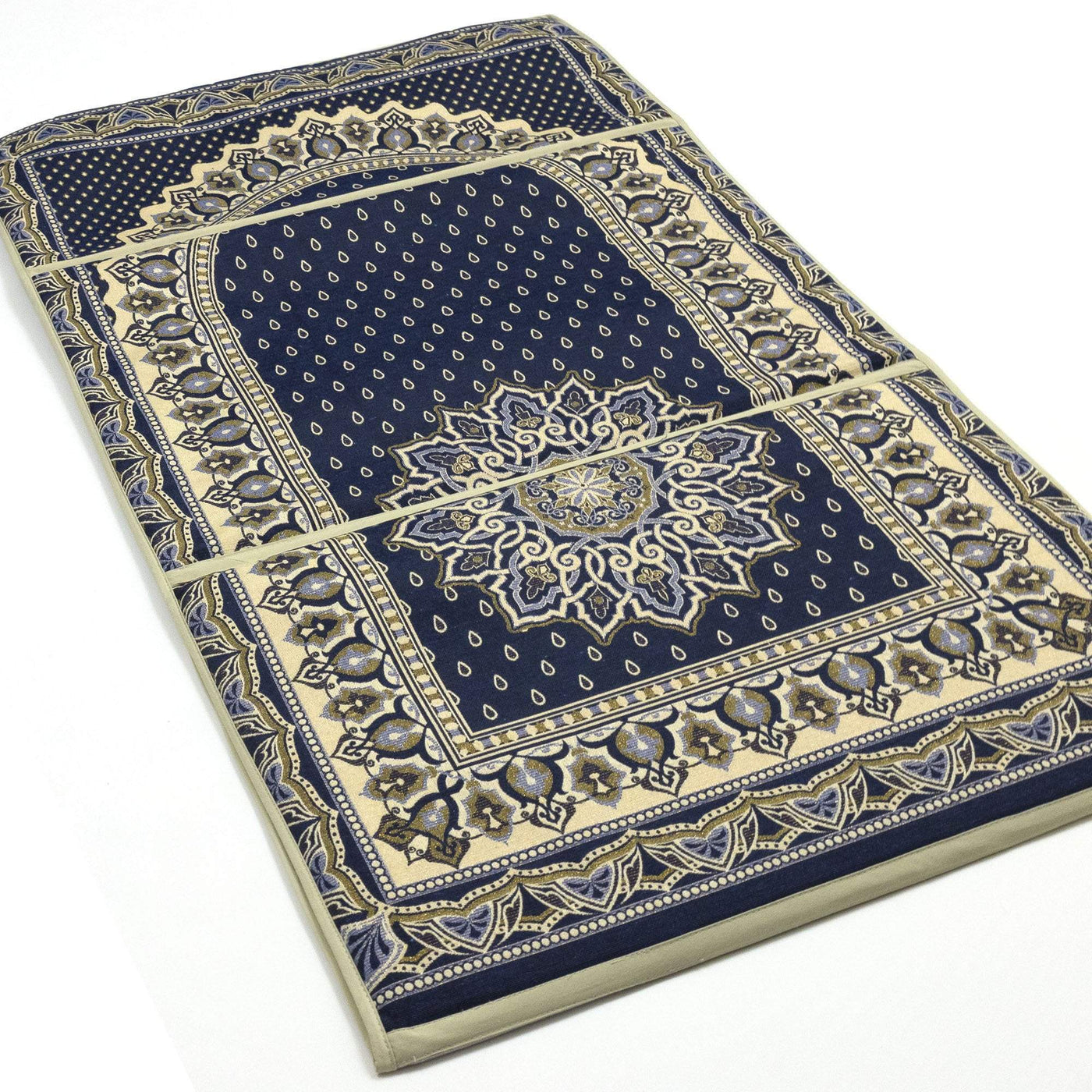 Modefa Prayer Rug Convertible Travel Prayer Mat with Backrest - Mandala Rains Navy