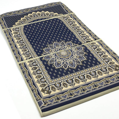 Modefa Prayer Rug Convertible Travel Prayer Mat with Backrest - Mandala Rains Navy