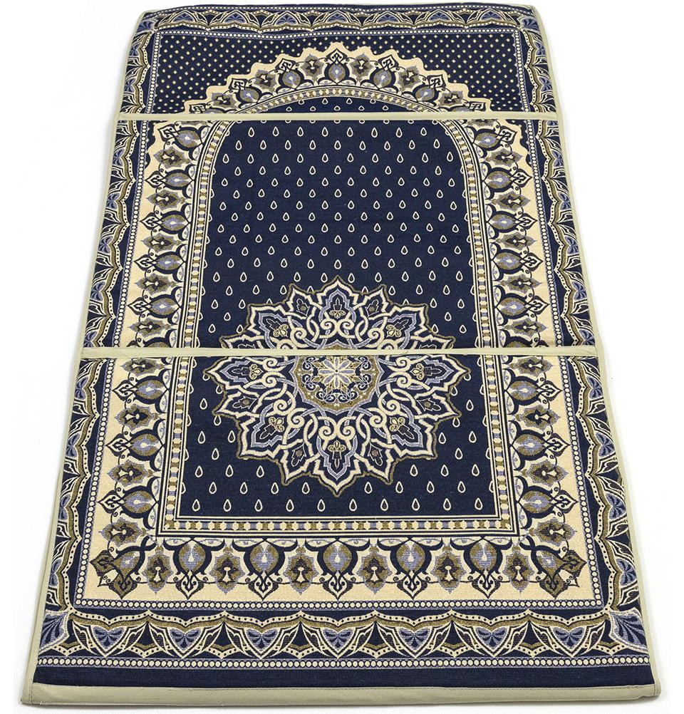 Modefa Prayer Rug Convertible Travel Prayer Mat with Backrest - Mandala Rains Navy