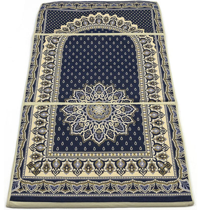 Modefa Prayer Rug Convertible Travel Prayer Mat with Backrest - Mandala Rains Navy