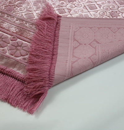 Luxury Velvet Islamic Prayer Rug - Dark Pink