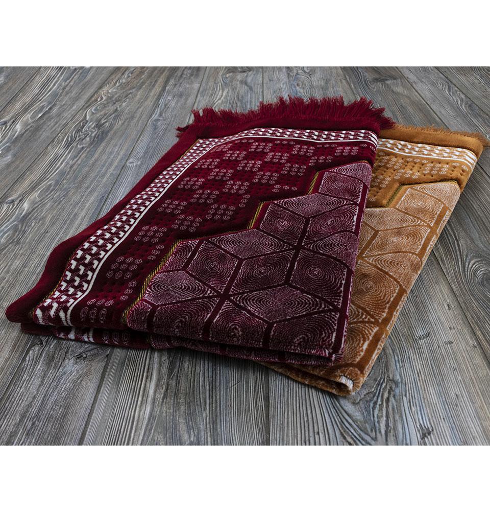 Modefa Prayer Rug Double Plush Wide Extra Large Prayer Rug - Geometric Noor Gold