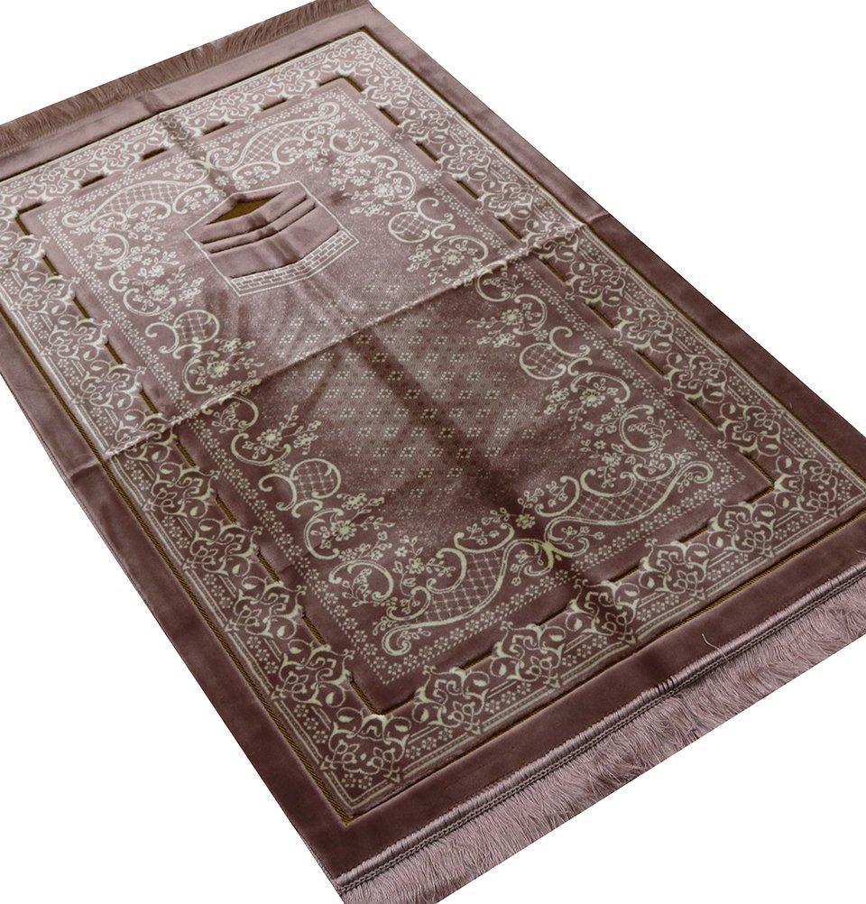 Double Plush Wide Extra Large Prayer Rug - Kaba Rose Pink