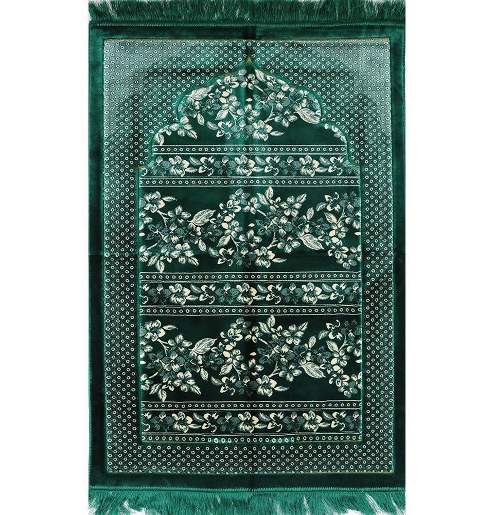 Modefa Prayer Rug Double Plush Wide Islamic Prayer Rug - Green Floral