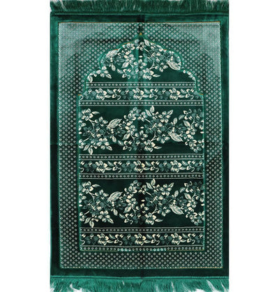 Modefa Prayer Rug Double Plush Wide Islamic Prayer Rug - Green Floral