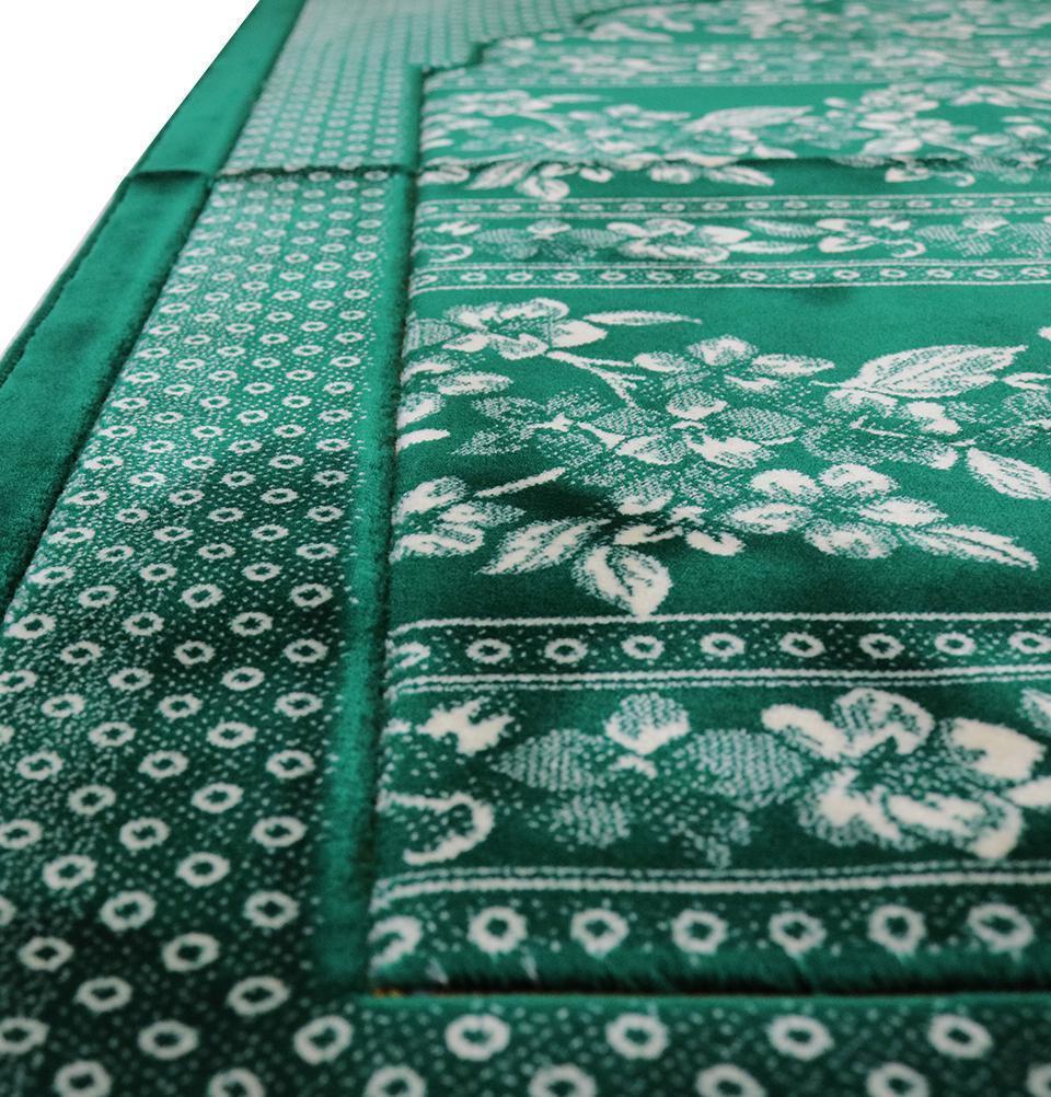 Modefa Prayer Rug Double Plush Wide Islamic Prayer Rug - Green Floral