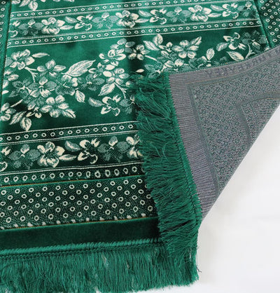Modefa Prayer Rug Double Plush Wide Islamic Prayer Rug - Green Floral