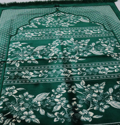 Modefa Prayer Rug Double Plush Wide Islamic Prayer Rug - Green Floral