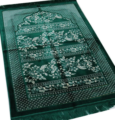 Modefa Prayer Rug Double Plush Wide Islamic Prayer Rug - Green Floral