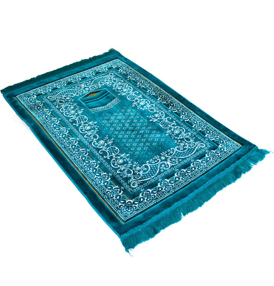 Modefa Prayer Rug Double Plush Wide Islamic Prayer Rug - Kaba Turquoise