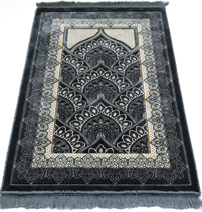 Modefa Prayer Rug Double Plush Wide Islamic Prayer Rug - Paisley Slate Blue